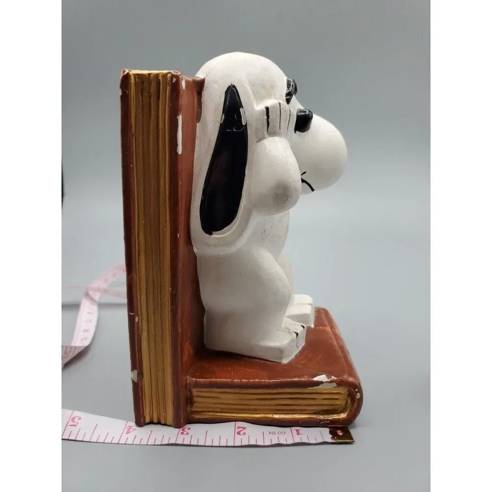 VINTAGE SNOOPY PEANUTS BOOKENDS (2) RARE CERAMIC KIDS ROOM COLLECTOR
